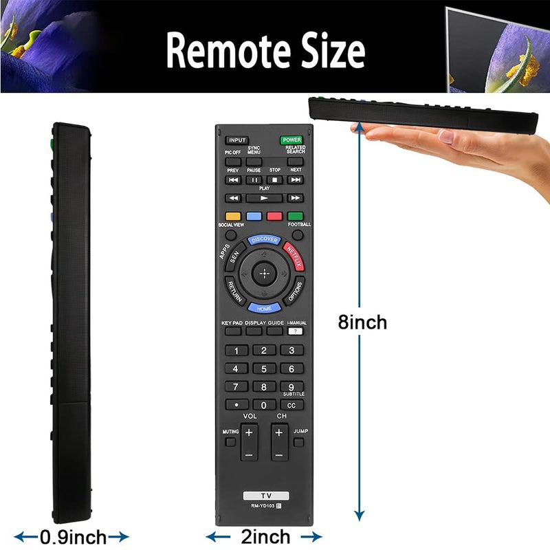 AZMKIMI Universal TV Remote Control Replacement for Sony RM-YD102 RM-YD103 Bravia HDTV LCD LED 3D Smart TV - Image 4